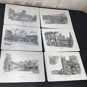 England vintage historic melamine cork placemats set of 6